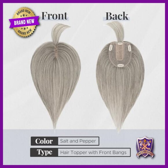 12 Inch Human Hair Topper with Silk Base, 4 Clips for Thinning Hair main image 5